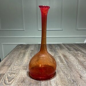 Vintage MCM Red‎ & Orange  Vase 18” Tall